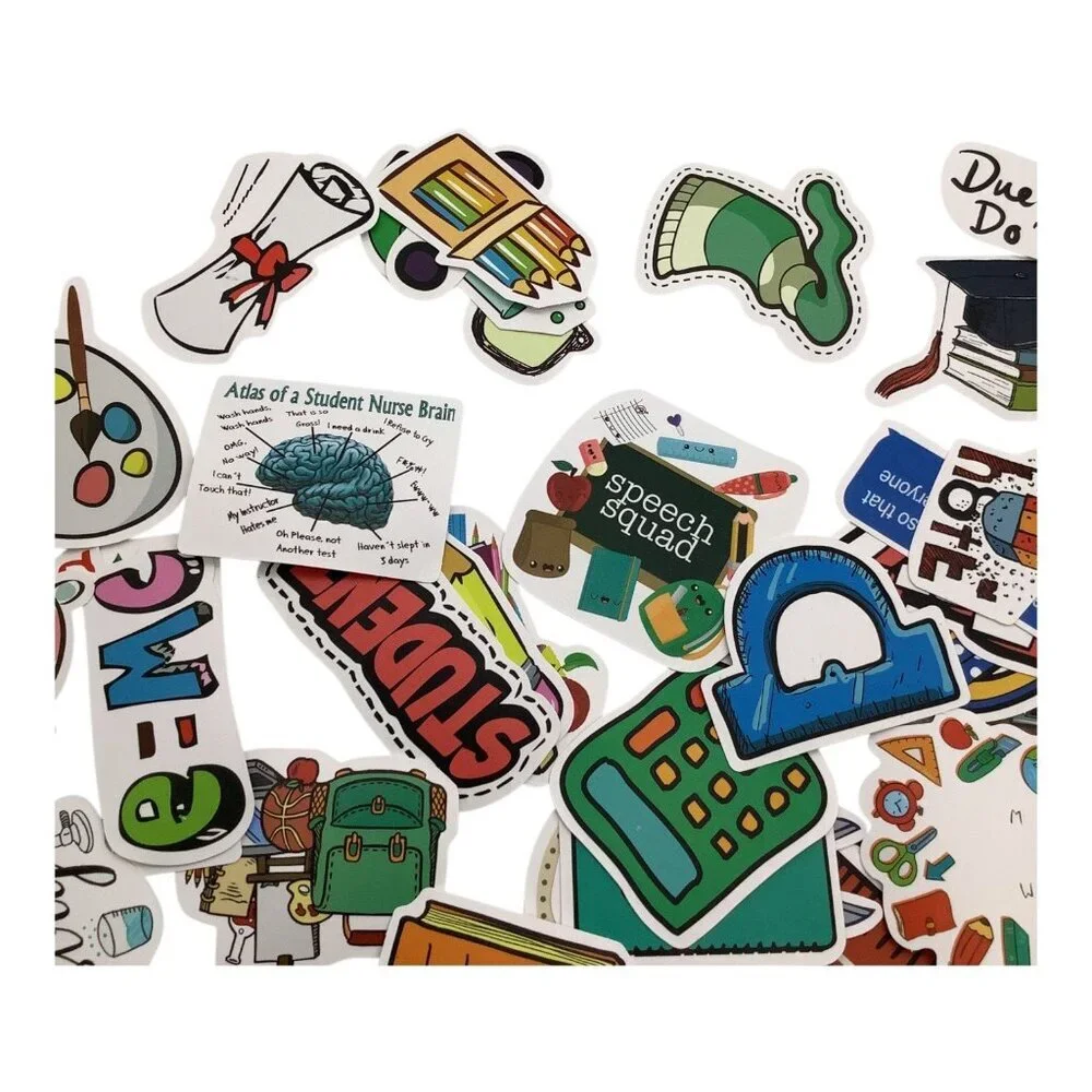 50Pcs Back To School Science Study Stickers Stationery‎ Decals For Water Bottles